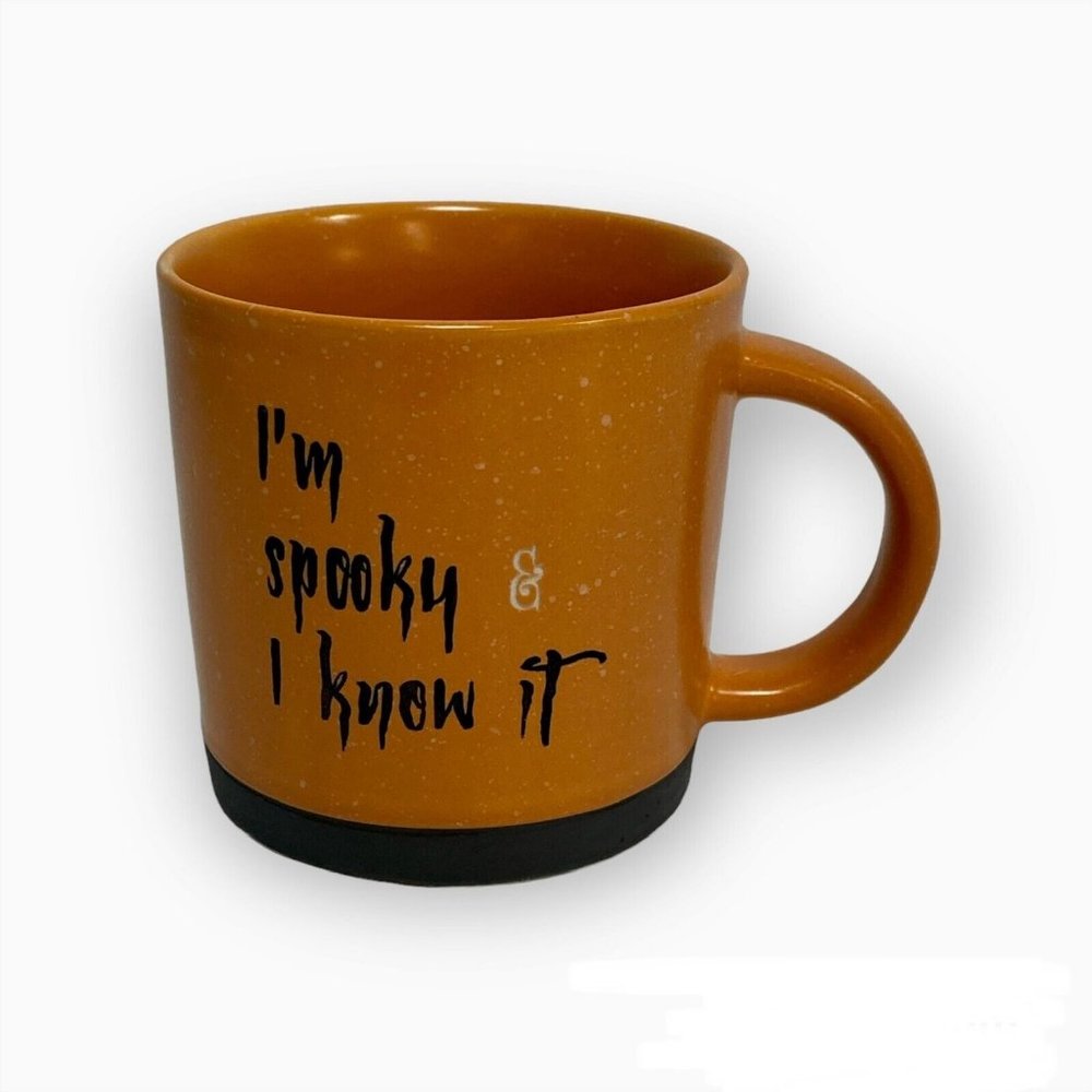 Place & Time I’m Spooky & I Know It Goth Halloween Mug Black Orange Cup Large